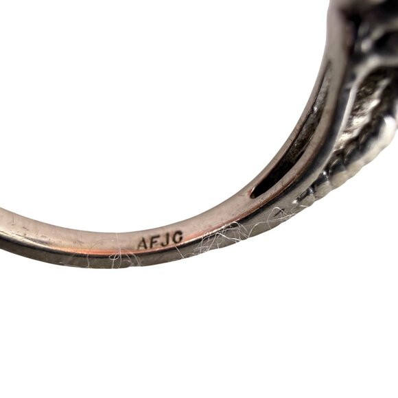 Sterling Silver Women’s Green Gemstone Rope Band Ring Size 6.5 Vintage Style - Picture 5 of 6